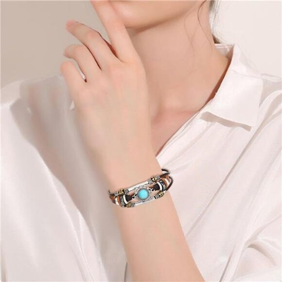 Bohemian Turquoise Jewelry Set – 13-Piece Silver Collection- Western Jewelry - Picture 7 of 7